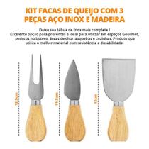 Kit Facas de Queijo com 3 Peças Aço Inox e Madeira FUY179-1 - futuro