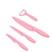 Kit Facas e Descascador Rosa Inox 4 Peças