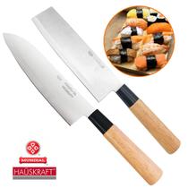 Kit Facas Japonesas Santoku+Cutelo Nakiri 7” Inox Mundial Para Corte de Peixe Legumes Verduras Carnes Culinária Oriental Kit Facas Japonesas Santoku+Cutelo Nakiri 7” Inox Mundial Para Corte de Peixe Legumes Verduras Carnes Culinária Oriental