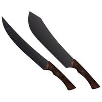 Kit Facas Profissionais Tramontina Black Butcher e Cuchillo em Inox Escurecido