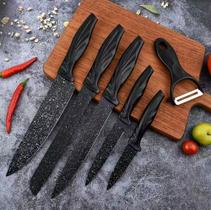 Kit Facas Profissional Em Aço Inox Texturizado 6 Peças Com Descascador Ideal Para Cortes Precisos