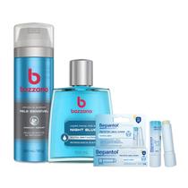 Kit Facial Bozzano Espuma de Barbear Hidratação 200ml + Bozzano Loção Facial Pós Barba Night Blue 100ml + Bepantol Derma Regenerador Labial 7,5ml
