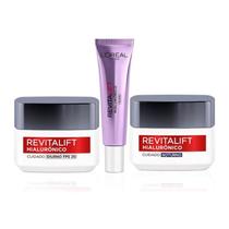 Kit FACIAL Creme Revitalift Hialurônico DIA + NOITE + OLHOS Loreal Paris