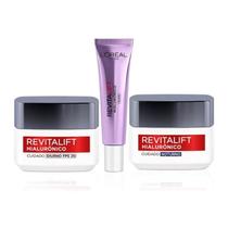 Kit FACIAL Creme Revitalift Hialurônico DIA + NOITE + OLHOS Loreal Paris Kit FACIAL Creme Revitalift Hialurônico DIA + NOITE + OLHOS Loreal Paris