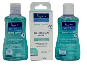 Kit Facial Nupill Derme Control Sabonete Líquido + Gel Hidratante Facial + Loção Tônica