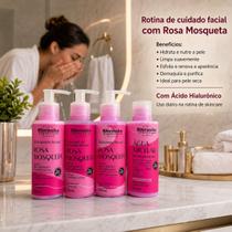 Kit Facial Rhenuks Rosa Mosqueta 4 Itens Hidratação Limpeza Esfoliação Água Micelar 200ml