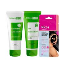 Kit Facial Skin Care Gel Faciel Sabonete Dermachem e Máscara Removedora de Cravos Ricca