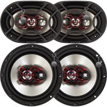 Kit Fácil Bravox X 240W RMS 4 AltoFalantes 6 Polegadas e 6x9 Triaxial e Quadriaxial B3X60X B4X69X Som Automotivo Original Premium