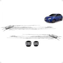 Kit Faixa Bravo Wolverine 14/16 Cinza + Emblemas Fiat Black