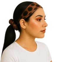 KIT Faixa de Cabelo e Scrunchie Xuxinha de Cetim Prendedor Tons Onça Marrom KIT Faixa de Cabelo e Scrunchie Xuxinha de Cetim Prendedor Tons Onça Marrom