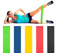 Kit Faixa Elástica 5 Unidades Exercícios Casa Fisioterapia