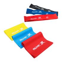 Kit Faixa Elástica com 3 Tensões Muvin 150cm x 15cm + Kit Mini Band 3 Tensões - 27,5cm x 5cm