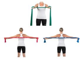 Kit Faixa Elástica Thera Band 03 Níveis Pilates Yoga (Média/Forte/Exta Forte) Kit Faixa Elástica Thera Band 03 Níveis Pilates Yoga (Média/Forte/Exta Forte)