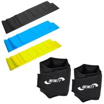 Kit faixa elástica + tornozeleira caneleira 2 kg