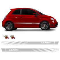 Kit Faixa Fiat 500 Abarth Adesivo Prata + Emblema Lateral