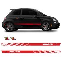 Kit Faixa Fiat 500 Abarth Adesivo Vermelho + Emblema Lateral
