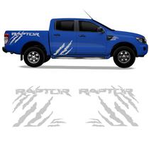 Kit Faixa Ford Ranger Raptor Adesivo Lateral Cinza Tuning
