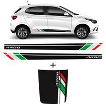 Kit Faixa Lateral Fiat Argo Itália E Adesivo Aplique Do Capô Cor Preto