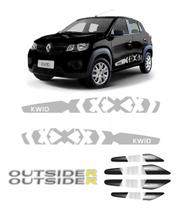 Kit Faixa Lateral + Protetor De Maçaneta Kwid Outsider Cinza