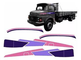 Kit Faixa Mercedes Mb 1113 1114 Adesivo Lateral Teto Lilás