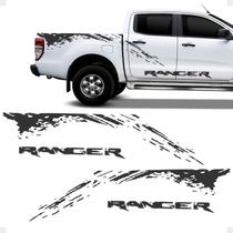 Kit Faixa Nova Ford Ranger 2013/2019 Adesivo Lateral Grafite