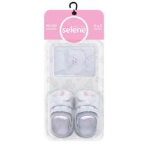 Kit Faixa Para Cabeça + Meia Sapatinho 0 A 5 Meses - Selene