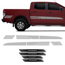 Kit Faixa Prata Lateral Ranger 14/19 + Soleira Protetora