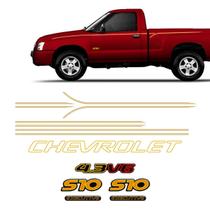 Kit Faixa S10 Executive 2001/2002 Cabine Simples Adesivo Dourado