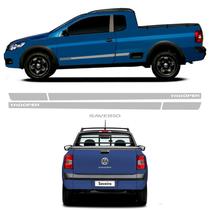 Kit Faixa Saveiro Trooper 2010 2011 + Adesivo Traseiro Cinza