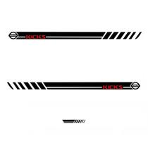 Kit Faixas Adesivo Lateral E Traseira Kicks - Preto Kit Faixas Adesivo Lateral E Traseira Kicks - Preto