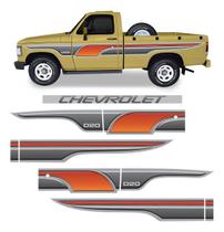 Kit Faixas Chevrolet D20 Cabine Simples Laranja Completo