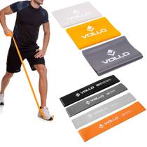 Kit Faixas Elásticas 3 Intensidades + 4 Mini Bands Vollo