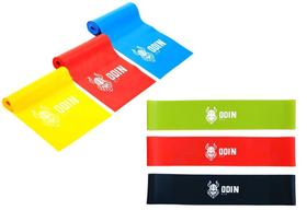 Kit Faixas Elásticas 3 Intensidades e Mini Band 3 Intensidades Odin Fit