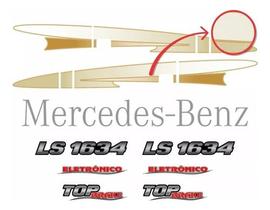 Kit Faixas Emblemas Mercedes Benz Ls 1634 Eletrônico Dourado