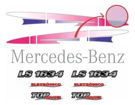 Kit Faixas Emblemas Mercedes Benz Ls 1634 Eletrônico Rosa