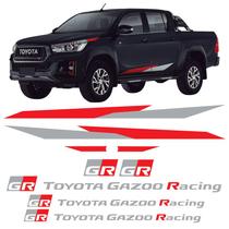 Kit Faixas Hilux Gr Toyota Gazoo Gr Sport V6 Adesivo Lateral Cor cinza E PRATA