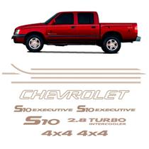 Kit Faixas S10 Executive 2003, 2004, 2005 e 2006 Emblemas 4x4 2.8 Turbo