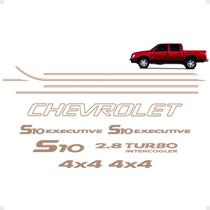 Kit Faixas S10 Executive 2003/2006 Emblemas 4x4 2.8 Turbo
