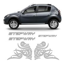 Kit Faixas Sandero Stepway 2012/2014 + Adesivo Tribal Cinza