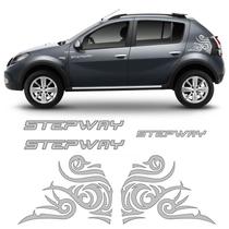 Kit Faixas Sandero Stepway 2012 + Adesivo Tribal Prata