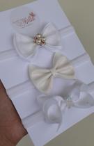Kit faixinhas bebê branco luxo