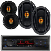Kit falante 6p jb6 + 6x9 jb69 flex + radio roadstar rs 2604