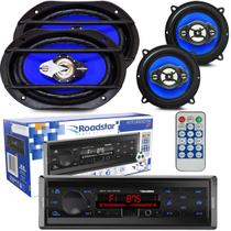 Kit Falante 6x9 + 5 Pol + Toca Rádio Carro Mp3 Player Bluetooth