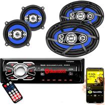 Kit Falante 6x9 + 5 Pol + Toca Radio Carro Mp3 Usb 310w Rms