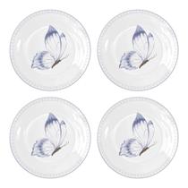 Kit Família 4 Pratos Sobremesa Melamina 23cm Doce Borboletas