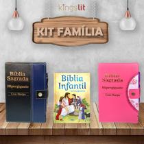 Kit Família Bíblia Sagrada 2 Hipergigante 1 Bíblia Infantil Ilustrada
