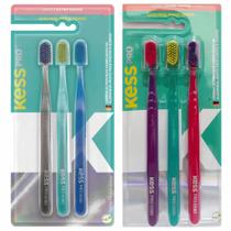 KIT Família Escova de Dentes Kess Pro Extra Macia com 6 UN. 6580 Cerdas Macias Higiene Oral Bucal