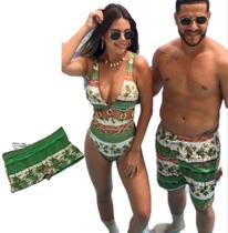 Kit família Maiô Argolas & Bermuda Masculina & Sunga Infantil