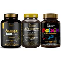 Kit Familia Omega-3 Essence Omega 3 6 9 Femme Peixin Kids 3x120 Cápsulas softgels Alisson Nutrition