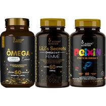 Kit Familia Omega-3 Essence Omega 3 6 9 Femme Peixin Kids 3x60 Cápsulas softgels Alisson Nutrition Kit Familia Omega-3 Essence Omega 3 6 9 Femme Peixin Kids 3x60 Cápsulas softgels Alisson Nutrition